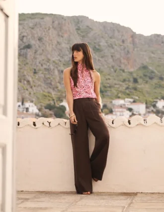 Satin Halterneck Top Multi, Leopard Flow