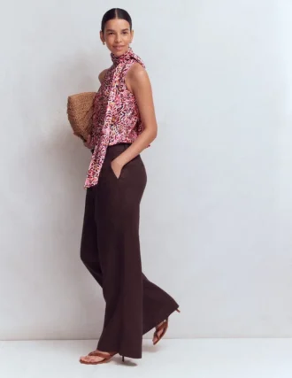 Satin Halterneck Top Multi, Leopard Flow