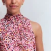Satin Halterneck Top Multi, Leopard Flow Satin Halterneck Top Multi, Leopard Flow