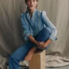 Savannah Broderie Top Chambray