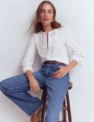 Scallop Cutwork Top White Scallop Cutwork Top White