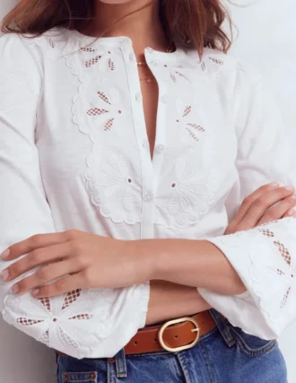 Scallop Cutwork Top White Scallop Cutwork Top White