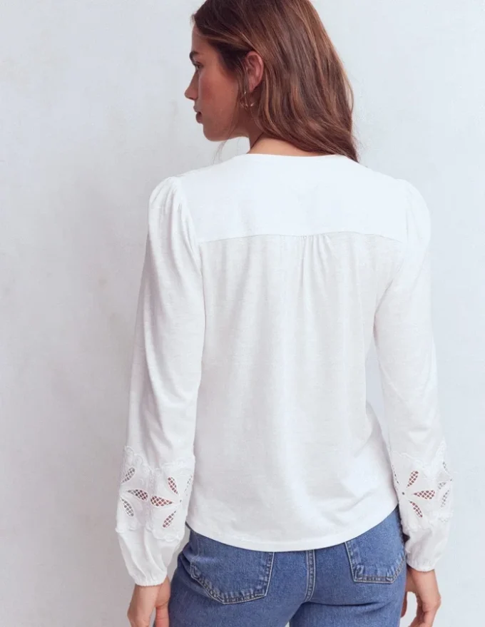Scallop Cutwork Top White