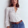 Scallop Cutwork Top White