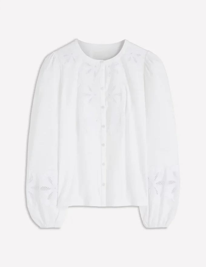 Scallop Cutwork Top White