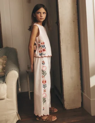 Scallop Hem Pants Chalk Pink/ Ivory Floral