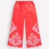Scallop Hem Pants Spicy Red Neon Embroidery Scallop Hem Pants Spicy Red Neon Embroidery
