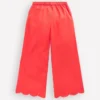 Scallop Hem Pants Spicy Red Neon Embroidery Scallop Hem Pants Spicy Red Neon Embroidery