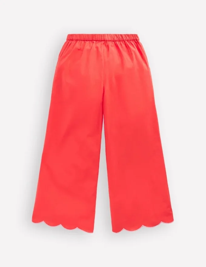 Scallop Hem Pants Spicy Red Neon Embroidery Scallop Hem Pants Spicy Red Neon Embroidery