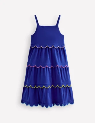 Scallop Tiered Sundress Sapphire Blue