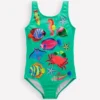 Scoop Back Appliqué Swimsuit Aquamarine Blue Fish Scoop Back Appliqué Swimsuit Aquamarine Blue Fish