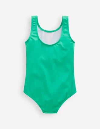 Scoop Back Appliqué Swimsuit Aquamarine Blue Fish