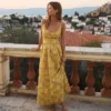 Scoop Neck Jacquard Dress Yellow Jacquard Scoop Neck Jacquard Dress Yellow Jacquard