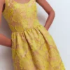 Scoop Neck Jacquard Dress Yellow Jacquard Scoop Neck Jacquard Dress Yellow Jacquard