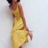 Scoop Neck Jacquard Dress Yellow Jacquard Scoop Neck Jacquard Dress Yellow Jacquard