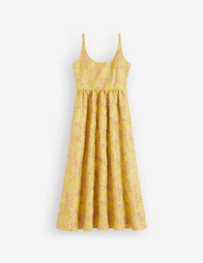 Scoop Neck Jacquard Dress Yellow Jacquard Scoop Neck Jacquard Dress Yellow Jacquard