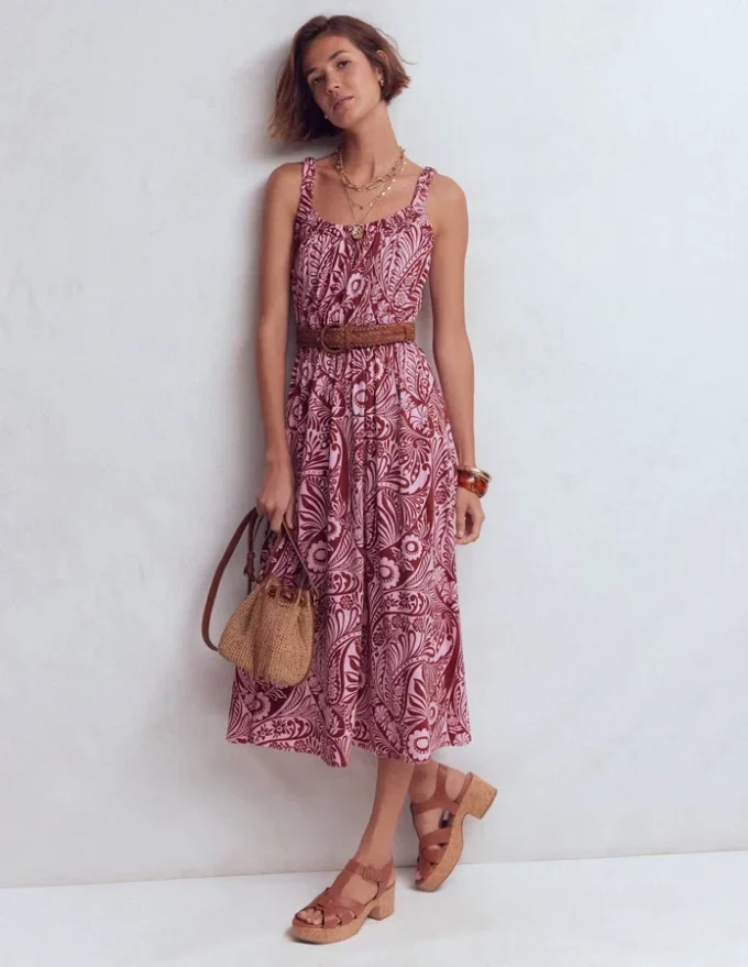 Scoop Neck Jersey Dress Pink, Enchanted Paisley Scoop Neck Jersey Dress Pink, Enchanted Paisley