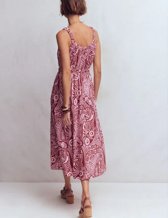 Scoop Neck Jersey Dress Pink, Enchanted Paisley Scoop Neck Jersey Dress Pink, Enchanted Paisley