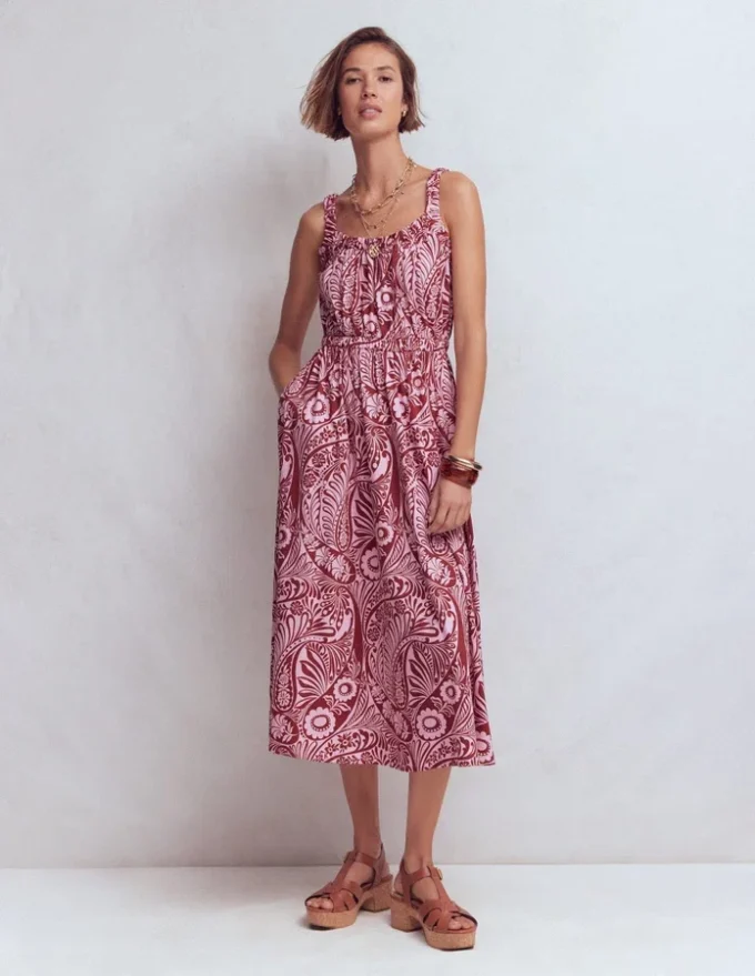 Scoop Neck Jersey Dress Pink, Enchanted Paisley Scoop Neck Jersey Dress Pink, Enchanted Paisley