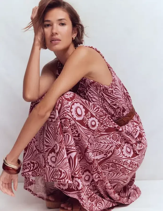 Scoop Neck Jersey Dress Pink, Enchanted Paisley Scoop Neck Jersey Dress Pink, Enchanted Paisley