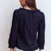 Scoop Neck Ruffle Top Navy