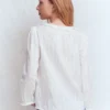 Scoop Neck Ruffle Top White