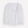 Scoop Neck Ruffle Top White