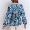 Serena Pleat Neck Top Blue, Decorative Blossom Serena Pleat Neck Top Blue, Decorative Blossom