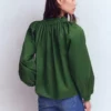 Serena Pleat Neck Top Green Fir Serena Pleat Neck Top Green Fir
