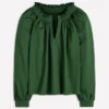 Serena Pleat Neck Top Green Fir Serena Pleat Neck Top Green Fir
