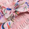 Shirred Bow Back Detail Dress Multi Pink Floral Shirred Bow Back Detail Dress Multi Pink Floral