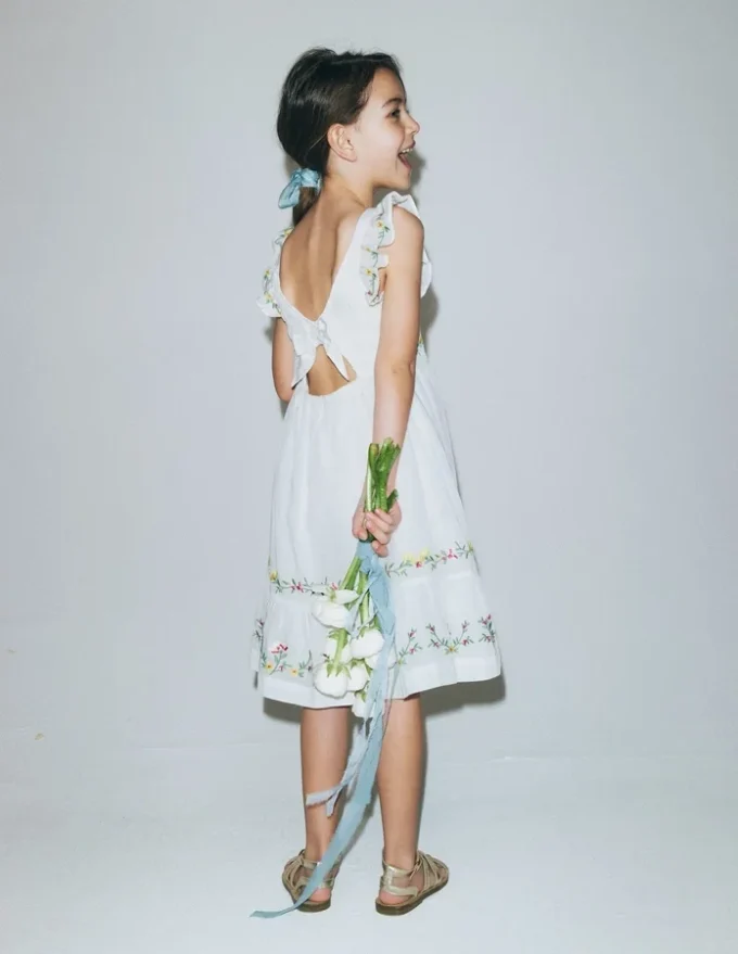 Shirred Bow Back Detail Dress Soft Ivory Shirred Bow Back Detail Dress Soft Ivory