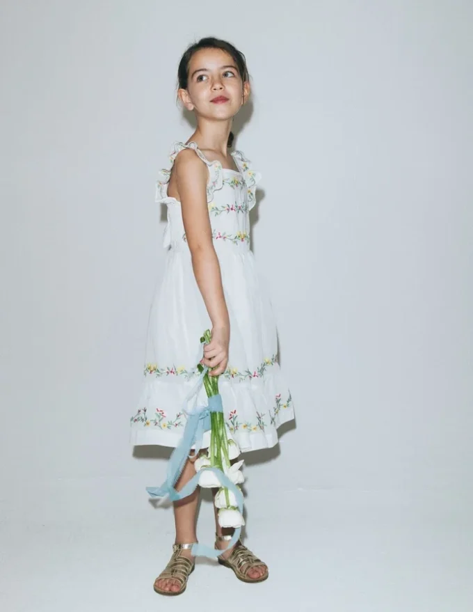 Shirred Bow Back Detail Dress Soft Ivory Shirred Bow Back Detail Dress Soft Ivory