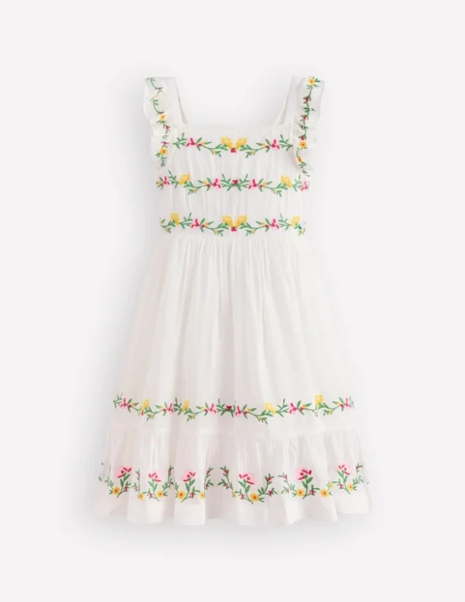 Shirred Bow Back Detail Dress Soft Ivory Shirred Bow Back Detail Dress Soft Ivory