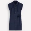 Short Belted Shirt Dress Navy Short Belted Shirt Dress Navy