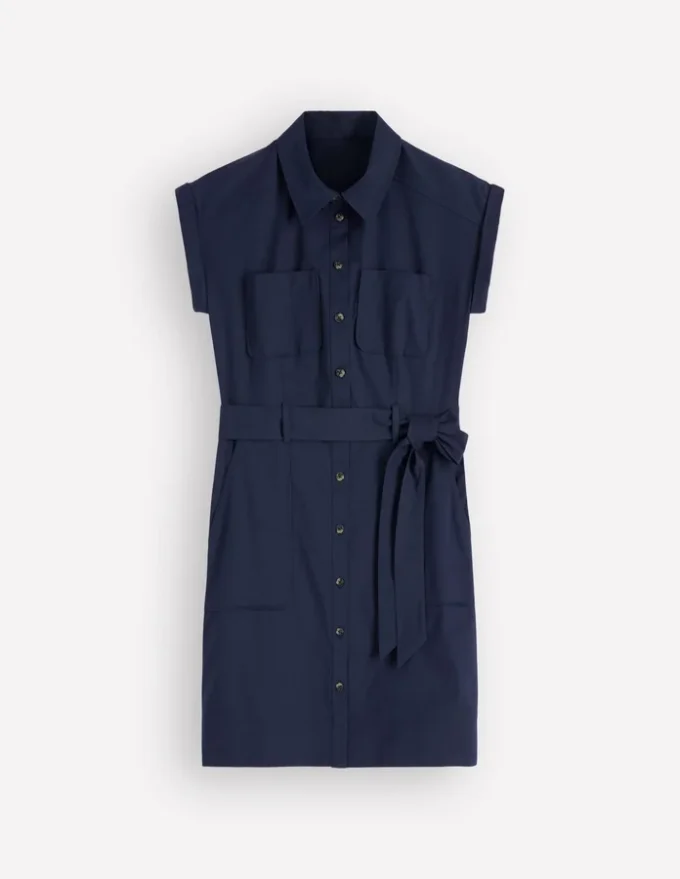 Short Belted Shirt Dress Navy Short Belted Shirt Dress Navy