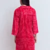 Short Collared Towelling Dress Merida Red, Ornamental Foliage Short Collared Towelling Dress Merida Red, Ornamental Foliage