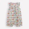 Short Frill Bubble Romper Multi Elephant Woodblock