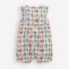 Short Frill Bubble Romper Multi Elephant Woodblock