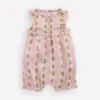 Short Frill Bubble Romper Pink Gingham Floral