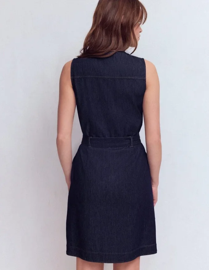 Short Gold Button Denim Dress Indigo Short Gold Button Denim Dress Indigo