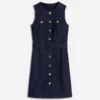 Short Gold Button Denim Dress Indigo Short Gold Button Denim Dress Indigo