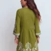 Short Kaftan Jersey Dress Khaki Embroidered Short Kaftan Jersey Dress Khaki Embroidered