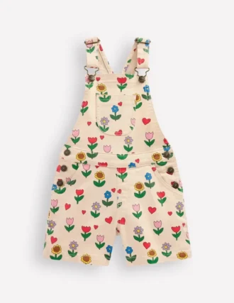 Short Overalls Ivory Sunflower Garden