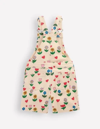 Short Overalls Ivory Sunflower Garden