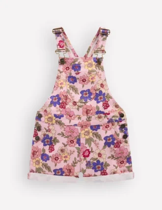 Short Overalls Pink Floral Bloom