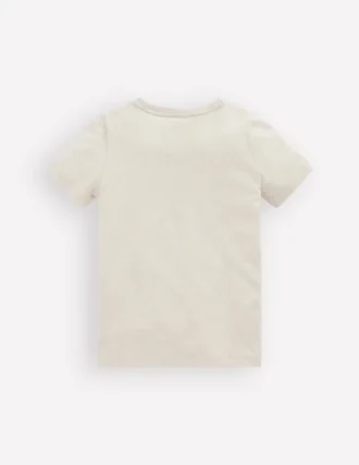 Short Sleeve Appliqué T-shirt Oatmeal Marl Dino Stripe