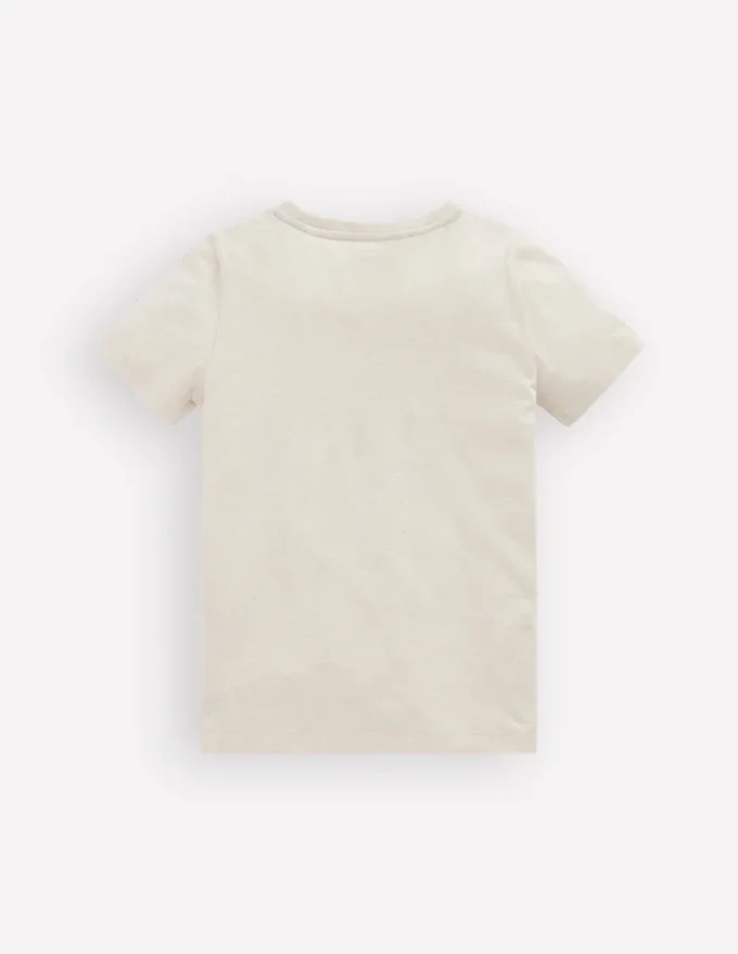 Short Sleeve Appliqué T-shirt Oatmeal Marl Dino Stripe Short Sleeve Appliqué T-shirt Oatmeal Marl Dino Stripe