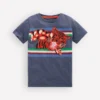 Short Sleeve Appliqué T-shirt Vintage Indigo Tiger Stripe Short Sleeve Appliqué T-shirt Vintage Indigo Tiger Stripe