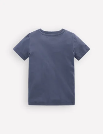 Short Sleeve Appliqué T-shirt Vintage Indigo Tiger Stripe